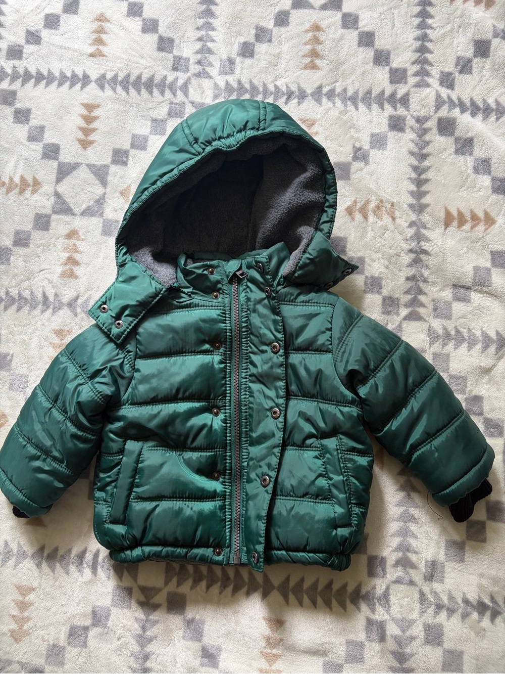Calvin Klein Jeans Kids Teal Green Puffer Jacket with Hood